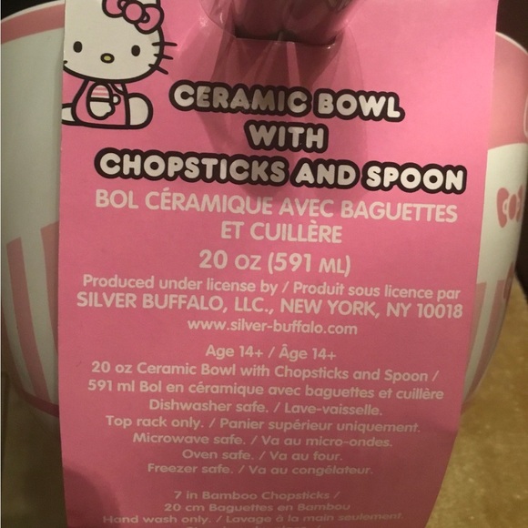 🩷🆕 Sanrio Hello Kitty / Tokyo / Pink Stripes / Ramen Bowl / Chopsticks & Spoon - Picture 11 of 11